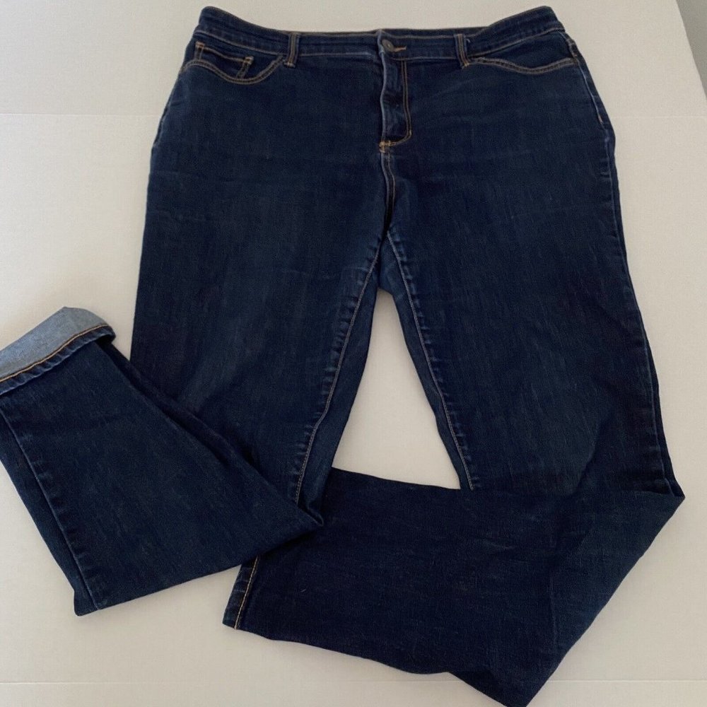 St John Bay Skinny Leg Dark Wash Denim Sz 16L